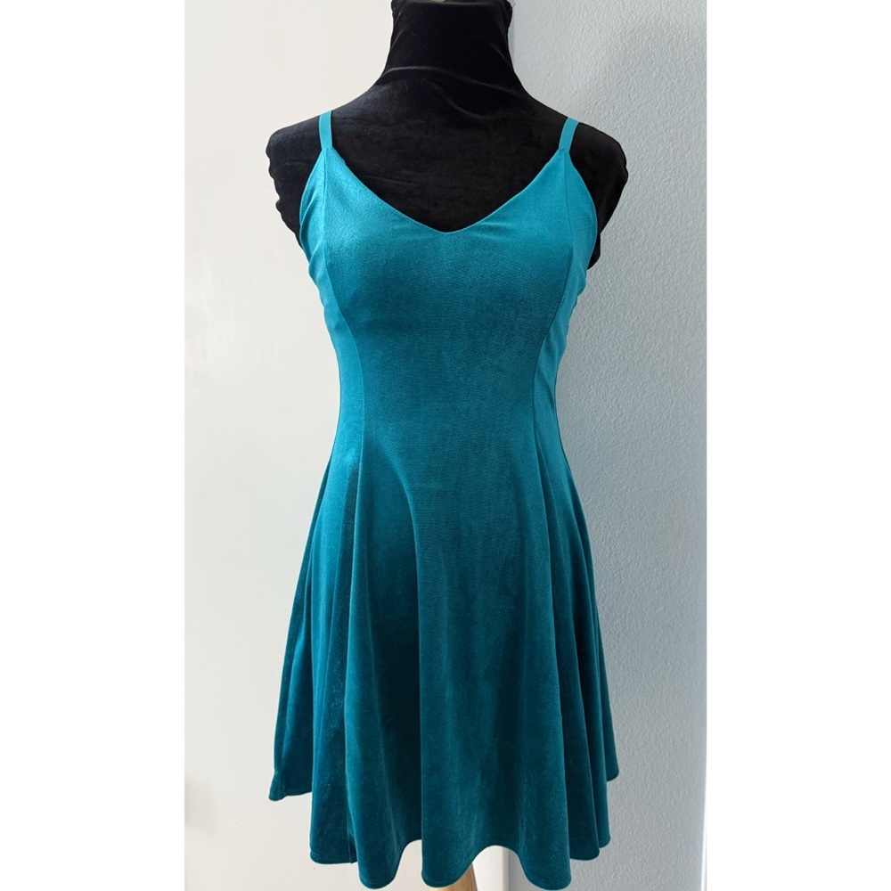 Blackmilk Turquoise Velvet Mini Strappy Dress